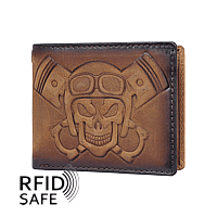 Bild von Naturlederportemonnaie Skull RFID safe quer Jockey Club